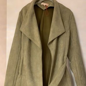 Faux suede green jacket